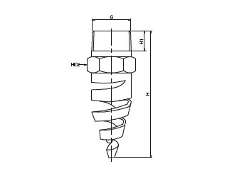 Чертеж форсунки спиральной полного конуса серии DF (средняя)
